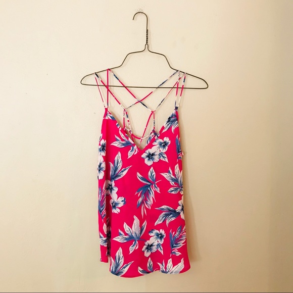NWT Blue and Pink Floral Strappy Back Tank Top - Picture 8 of 8
